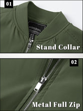 Load image into Gallery viewer, TACVASEN Green Bomber Coat Mens Jackets Fashion Trendy Mens Bomber Coats Lightweight Windbreaker Jackets Lightweight Full Zip Flight Jackets