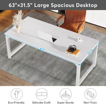 Load image into Gallery viewer, Tribesigns Modern Computer Desk, 63 x 31.5 inch Large Executive Office Desk Computer Table Study Writing Desk Workstation for Home Office, Spliced Desktop, White