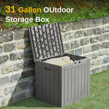 Load image into Gallery viewer, EAST OAK Outdoor Storage Box, 31 Gallon Deck Box Indoor and Outdoor Use, Waterproof Resin Storage Bin for Package Delivery, Patio Cushions, Gardening Tools, Lockable, UV Resistant, Grey
