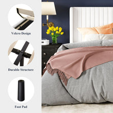 Load image into Gallery viewer, Allewie Full Size Velvet Bed Frame/Vertical Channel Tufted Wingback Headboard/Upholstered Platform Bed/Strong Wooden Slats/No Box Spring Needed/Easy Assembly/White