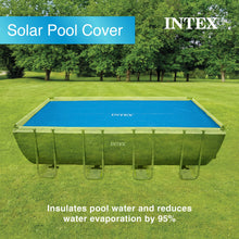 Load image into Gallery viewer, Intex Solar Pool Cover for 18' x 9' Rectangular Frame Outdoor Swimming Pools with Carrying Storage Bag, (Pool Cover Only), Blue