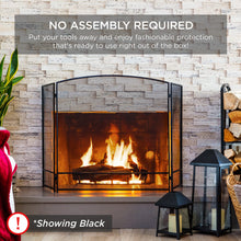 Load image into Gallery viewer, Best Choice Products 47.5x27.25in 3-Panel Simple Steel Mesh Fireplace Screen, Fire Spark Guard Grate for Living Room Home Decor w/Rustic Worn Finish - Black