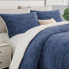 Load image into Gallery viewer, BEDELITE Fluffy Queen Comforter Set - Super Soft Sherpa Navy Comforter for Queen Size Bed, Luxury Warm Bedding Set for Winter, Fuzzy Bed Set 3 Pieces (1 Comforter, 2 Pillowcases)