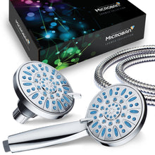Load image into Gallery viewer, AquaDance Antimicrobial/Anti-Clog High-Pressure 30-Setting Combo Microban Nozzle Protection from Growth of Mold Mildew & Bacteria for Stronger Shower Aqua, Chrome/Wave Blue Jets