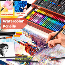 Load image into Gallery viewer, Caliart Art Supplies, 153-Pack Deluxe Wooden Art Set Crafts Drawing Painting Coloring Supplies Kit with 2 A4 Sketch Pads, Halloween Creative Gift Box for Adults Artist Beginners Kids Girls Boys