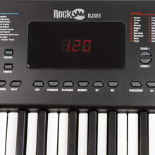 Load image into Gallery viewer, RockJam Compact 61 Key Keyboard with Sheet Music Stand, Power Supply, Piano Note Stickers & Simply Piano Lessons