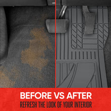 Load image into Gallery viewer, Motor Trend FlexTough Advanced Gray Rubber Car Floor Mats with Cargo Liner Full Set - Front & Rear Combo Trim to Fit Floor Mats for Cars Van SUV, All Weather Automotive Floor Liners