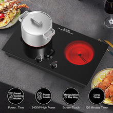 Load image into Gallery viewer, VBGK Electric Cooktop,2400W Electric Stove Top,Countertop and Built-in Hot Plate with Child Safety Lock, Timer, LED touch Knob Control,Overheat Protection,110V 2 Burner Induction Cooktop