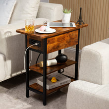 Load image into Gallery viewer, Yoobure End Table with Charging Station, Flip Top Side Table with USB Ports and Outlets, Sofa Couch Table Bedside Table for Living Room Bedroom, Narrow Nightstand with Storage Shelves for Small Space