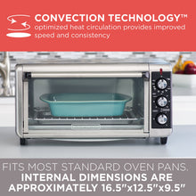 Load image into Gallery viewer, BLACK+DECKER 8-Slice Extra Wide Convection Toaster Oven, Fits 9"x13" Oven Pans and 12" Pizza, Bake, Toast, Broil, and Keep Warm Functions, Countertop Compact Design with Stainless Steel Finish