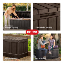 Load image into Gallery viewer, Keter Kentwood 92 Gallon Resin Deck Box-Organization and Storage for Patio Furniture Outdoor Cushions, Throw Pillows, Garden Tools and Pool Floats, Dark Grey