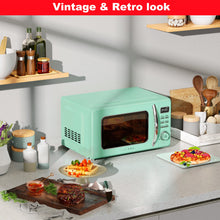 Load image into Gallery viewer, Galanz GLCMKZ07GNR07 Retro Countertop Microwave Oven with Auto Cook & Reheat, Defrost, Quick Start Functions, Easy Clean with Glass Turntable, Pull Handle.7 cu ft, Green