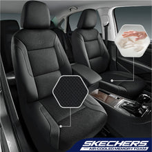 Load image into Gallery viewer, Skechers Memory Foam™ Leather Car Seat Covers, Air Cool Mesh Thick Seat Covers, Black Two Front Seat Covers, Airbag Compatible, Automotive Comfort & Protection for Most Cars, Vans, Trucks, SUV (Black)