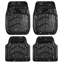 Load image into Gallery viewer, CAR PASS Shining Glitter Car Floor Mats 3D Leather Waterproof All Weather, Universal Trim to Fit & Anti-Slip, Safety & Light Easy Clean Install Fit for SUV,Truck,Auto,Sedan,Van 4 Piece (Black Glitter)