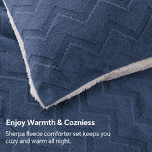 Load image into Gallery viewer, BEDELITE Fluffy Queen Comforter Set - Super Soft Sherpa Navy Comforter for Queen Size Bed, Luxury Warm Bedding Set for Winter, Fuzzy Bed Set 3 Pieces (1 Comforter, 2 Pillowcases)