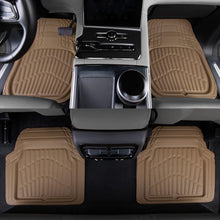 Load image into Gallery viewer, CASS Pass 4 Piece Leather Car Floor Mats -3D Waterproof All Weather, Universal Trim to Fit & Anti-Slip Burr Bottom Safety & Light Easy Clean Install for SUV Truck Auto Sedan Van (Beige)