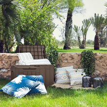 Load image into Gallery viewer, JUMMICO 31 Gallon Resin Deck Box Waterproof Indoor Outdoor Storage Boxes for Patio Furniture Cushions and Garden Tools (Brown)