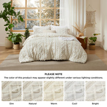 Load image into Gallery viewer, Bedsure Tufted Boho Comforter Set Queen Size - Beige Boho Bedding Comforter Set, 3 Pieces Farmhouse Shabby Chic Embroidery Bed Set, Gifts for Woman, Soft Jacquard Comforter for All Seasons