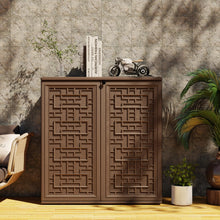 Load image into Gallery viewer, Mrosaa Indoor Outdoor Storage Cabinet Waterproof with 1 Shelf, Plastic Outdoor Storage Cabinets for Patio/Garden/Backyard, Size 34.3''L*15''W*36.2''H(Brown)