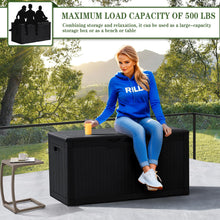 Load image into Gallery viewer, Greesum 100 Gallon Resin Deck Box Lockable Large Outdoor Storage Boxes for Garden Tools, Patio Furniture Cushions, Pool Supplies, Black
