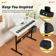 Load image into Gallery viewer, Vangoa Piano Keyboard for Beginners, VGK6101 61 Key Learning Keyboard Piano w/Lighted Keys, Electric Piano Keyboard with 600 Voices & 50 Demos, Stand/Microphone, USB, Record, Split for Students