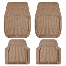 Load image into Gallery viewer, CASS Pass 4 Piece Leather Car Floor Mats -3D Waterproof All Weather, Universal Trim to Fit & Anti-Slip Burr Bottom Safety & Light Easy Clean Install for SUV Truck Auto Sedan Van (Beige)