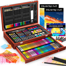 Load image into Gallery viewer, Caliart Art Supplies, 153-Pack Deluxe Wooden Art Set Crafts Drawing Painting Coloring Supplies Kit with 2 A4 Sketch Pads, Halloween Creative Gift Box for Adults Artist Beginners Kids Girls Boys