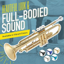 Load image into Gallery viewer, Mendini By Cecilio Bb Trumpet - Trumpets for Beginner or Advanced Student w/Case, Cloth, Oil, Gloves - Brass Musical Instruments For Kids & Adults