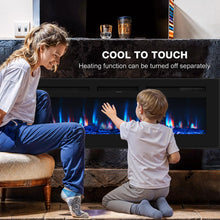 Load image into Gallery viewer, Manastin 60 inch Electric Fireplace in-Wall Recessed and Wall Mounted with Remote Control, 1500/750W Fireplace Heater (60-99ยฐF Thermostat) with 12 Adjustable Color, Timer, Log and Crystal