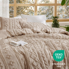 Load image into Gallery viewer, Bedsure Tufted Boho Comforter Set Queen Size - Khaki Boho Bedding Comforter Set, 3 Pieces Farmhouse Shabby Chic Embroidery Bed Set, Gifts for Woman, Soft Jacquard Comforter for All Seasons