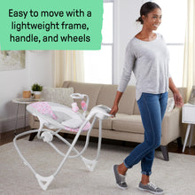 Load image into Gallery viewer, Ingenuity SimpleComfort Lightweight Compact 6-Speed Multi-Direction Baby Swing, Vibrations & Nature Sounds, 0-9 Months 6-20 lbs (Pink Cassidy)