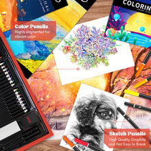 Load image into Gallery viewer, Caliart Art Supplies, 153-Pack Deluxe Wooden Art Set Crafts Drawing Painting Coloring Supplies Kit with 2 A4 Sketch Pads, Halloween Creative Gift Box for Adults Artist Beginners Kids Girls Boys