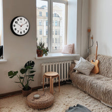 Load image into Gallery viewer, Sharp Atomic Analog Wall Clock - 12" Black Stylish Frame - Sets Automatically- Battery Operated - Easy to Read - Easy to Use – Modern Design and Style