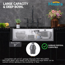 Load image into Gallery viewer, Miuara Farmhouse Sink 33 Inch - Apron Front Farmhouse Sink White 33"x18"x10", Fireclay Farm Sink, Farmer Barn Sink, White Undermount Kitchen Sink Single Bowl with Accessories, for Kitchen