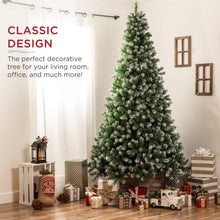 Load image into Gallery viewer, Best Choice Products 6ft Pre-Decorated Holiday Christmas Tree for Home, Office, Party Decoration w/ 1,000 PVC Branch Tips, Partially Flocked Design, Pine Cones, Metal Hinges & Base