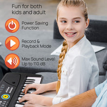 Load image into Gallery viewer, PYLE Digital Piano Kids Keyboard - Portable 61 Key Piano Keyboard, Learning Keyboard for Beginners w/ Drum Pad, Recording, Microphone, Music Sheet Stand, Built-in Speaker- 3 4 5 6 Year Old Girls, Boys