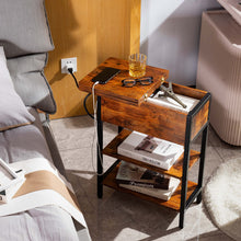 Load image into Gallery viewer, Yoobure End Table with Charging Station, Flip Top Side Table with USB Ports and Outlets, Sofa Couch Table Bedside Table for Living Room Bedroom, Narrow Nightstand with Storage Shelves for Small Space