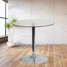 Load image into Gallery viewer, Flash Furniture Hills 31.5'' Round Glass Dining Table with 29''H Chrome Base, Decorative Narrow Round Tempered Glass Cocktail Table, Clear/Silver