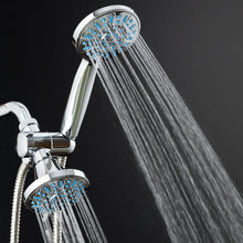 Load image into Gallery viewer, AquaDance Antimicrobial/Anti-Clog High-Pressure 30-Setting Combo Microban Nozzle Protection from Growth of Mold Mildew & Bacteria for Stronger Shower Aqua, Chrome/Wave Blue Jets