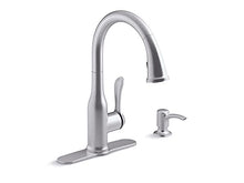 Load image into Gallery viewer, Kohler R23863-SD-VS Motif Kitchen Faucet with Pull Down Sprayer and Soap Dispenser, Vibrant Stainless