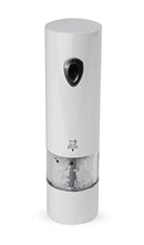 Load image into Gallery viewer, Peugeot PHENIX White Lacquered Stainless Steel Electric Adjustable Salt & Pepper Mill Gift Set, 8-inch