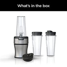 Load image into Gallery viewer, Ninja BN301 Nutri-Blender Plus Compact Personal Blender, 900-Peak-Watt Motor, Frozen Drinks, Smoothies, Sauces & More, (3) 20 oz. To-Go Cups, (2) Spout-Lids (1) Storage-Lid, Dishwasher Safe, Silver