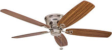 Load image into Gallery viewer, Honeywell 50182 Quick-2-Hang Hugger Ceiling Fan, 52” Dimmable LED White Swirled Marble Fixtures, Easy Installation Cimmeron/Walnut Blades, Brushed Nickel