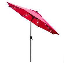 Load image into Gallery viewer, Sunnyglade 9' Solar LED Lighted Patio Umbrella with 8 Ribs/Tilt Adjustment and Crank Lift System (Red)
