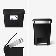 Load image into Gallery viewer, simplehuman 45 Liter / 12 Gallon Rectangular Kitchen Step Trash Can with Soft-Close Lid, Black Plastic