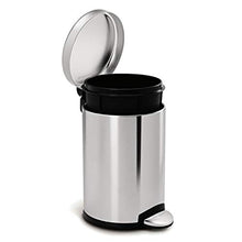Load image into Gallery viewer, simplehuman 4.5 Liter / 1.2 Gallon Round Bathroom Step Trash Can, Brushed Stainless Steel
