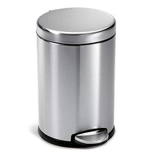 Load image into Gallery viewer, simplehuman 4.5 Liter / 1.2 Gallon Round Bathroom Step Trash Can, Brushed Stainless Steel