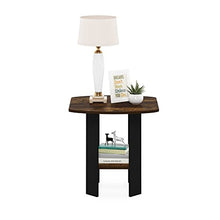 Load image into Gallery viewer, Furinno Simple Design End Side Night Stand/Bedside Table with Bin Drawer, Amber Pine/Black
