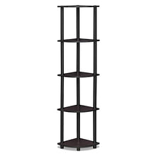 Load image into Gallery viewer, Furinno Turn-N-Tube 5 Tier Corner Display Rack Dark Walnut