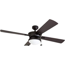 Load image into Gallery viewer, Prominence Home 50345-01 Auletta Outdoor Ceiling Fan, 52” ETL Damp Rated 4 Blades, LED Frosted Contemporary Light Fixture, Matte Black